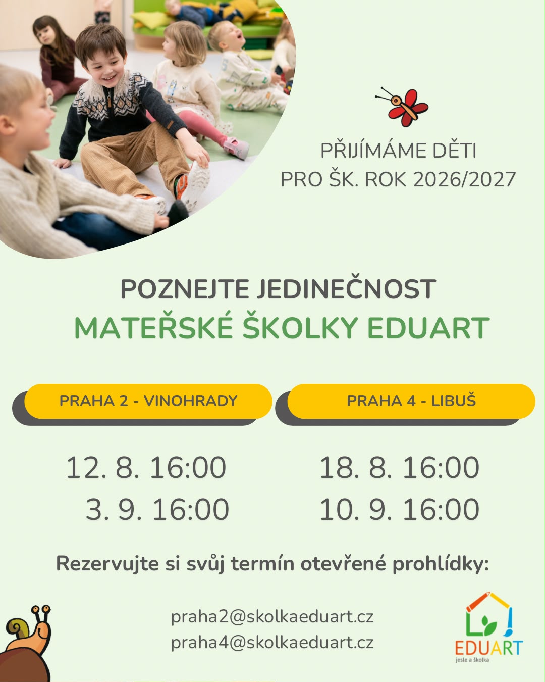 Přijímáme děti pro šk. rok 2026/2027 – Mateřská školka EduArt